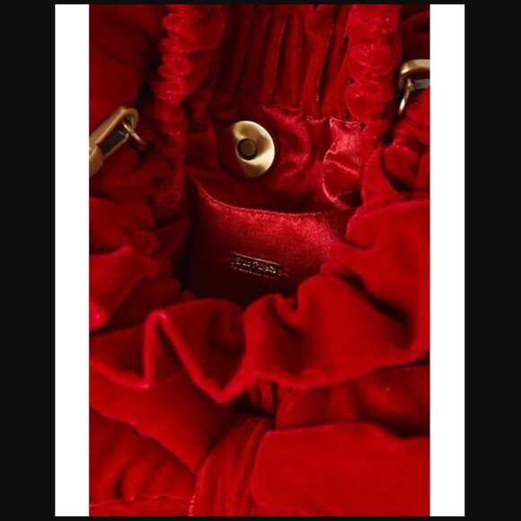 ISO Free People Belle Velvet Bow Bag in SAVVY RED - Picture 3 of 4